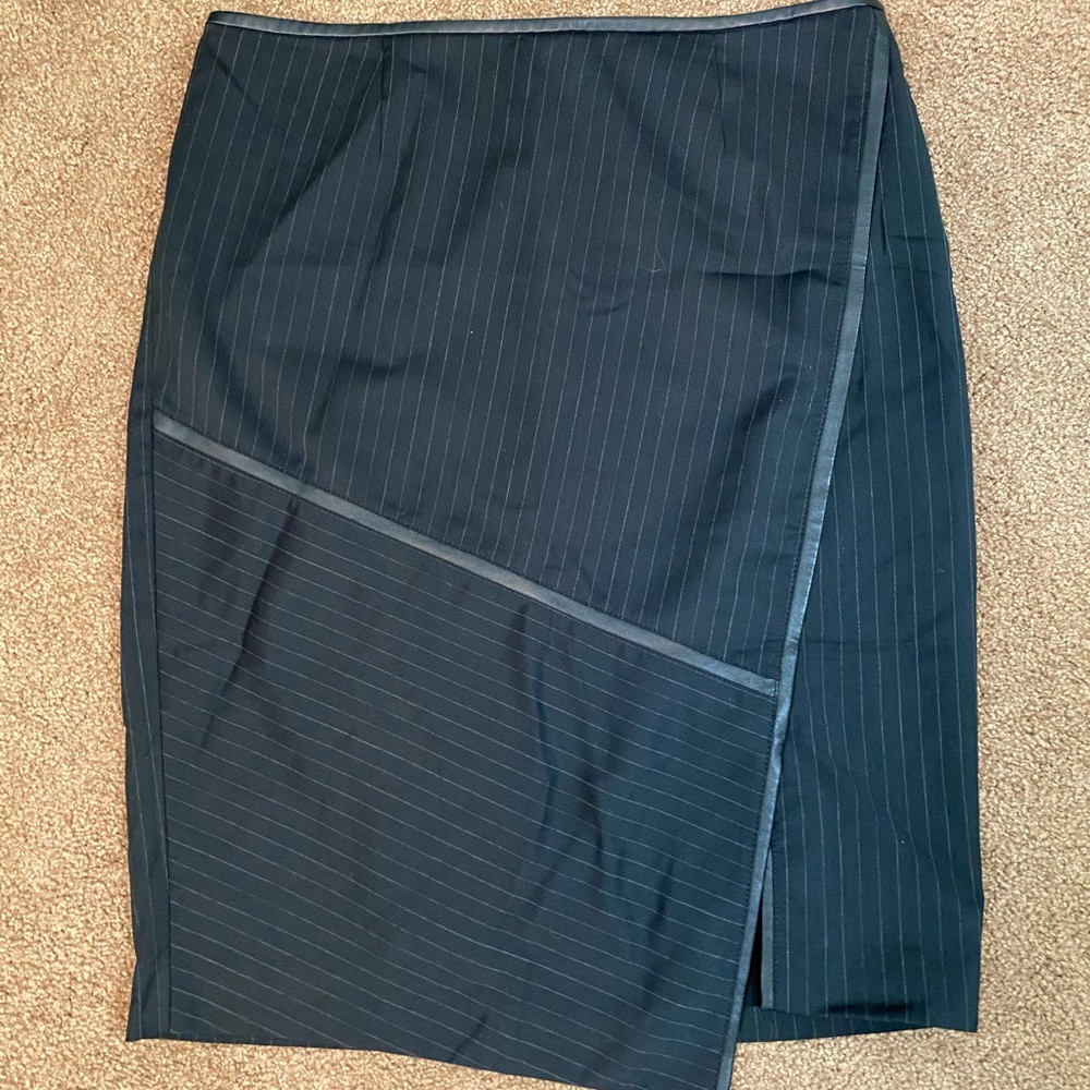 WHBM leather trimmed black pencil skirt size 12